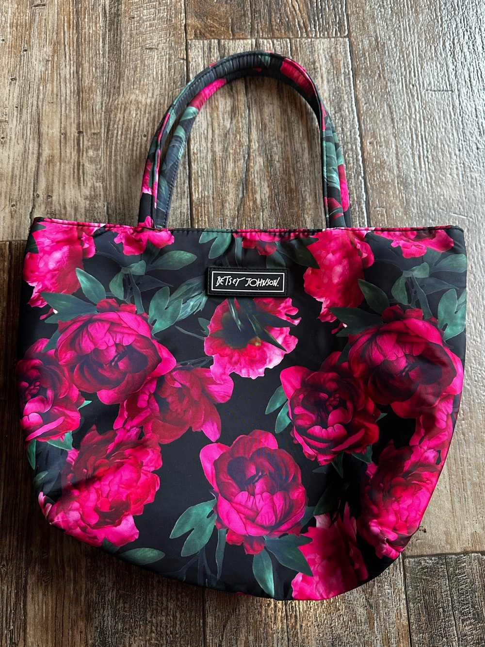 Betsey Johnson Floral Rose Print Insulated Travel Work Lunch Box Purse Bag